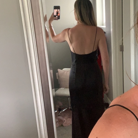 Amsale Bella Bridesmaids Chloe dress black fluid satin size 6 - Picture 8 of 12